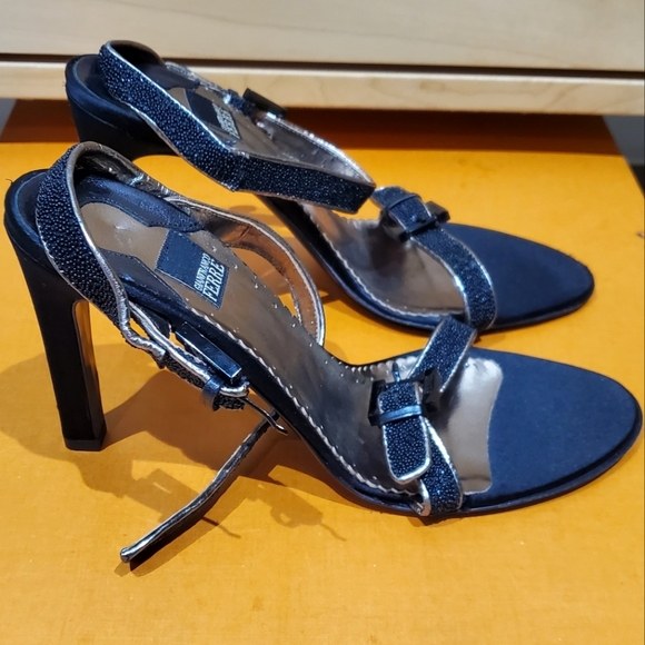 Gianfranco Ferre Vintage Black Open Toe Sandals Heels Size 39.5 / US 9.5 - Picture 1 of 12